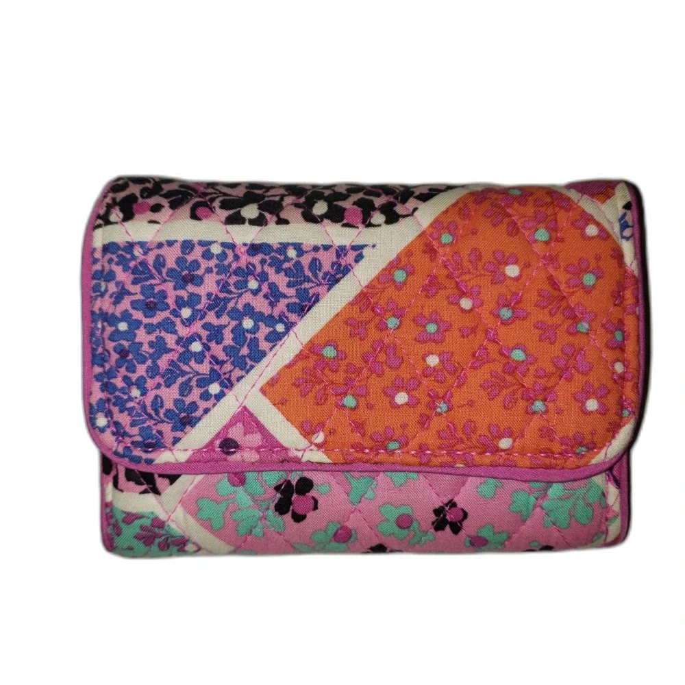 VERA BRADLEY Modern Medley Pink Orange Floral Retired Pattern Tri Fold Wallet - Picture 8 of 8